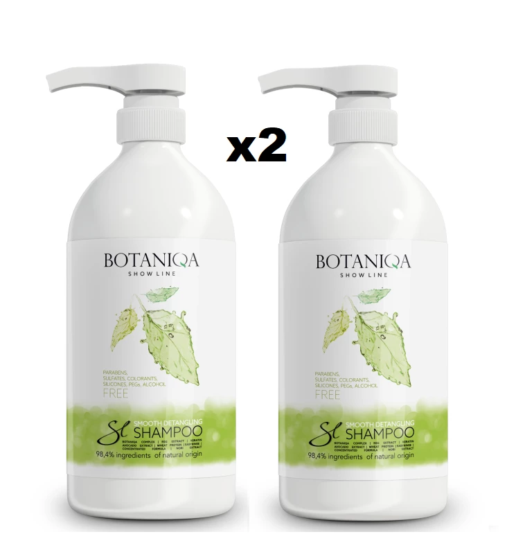BOTANIQA Shampoo Liscio Districante Per Cani A Pelo Lungo 2x1l - E Più Conveniente Un Set 3 BOTANIQA Shampoo Liscio Districante Per Cani A Pelo Lungo 2x1l - E Più Conveniente Un Set