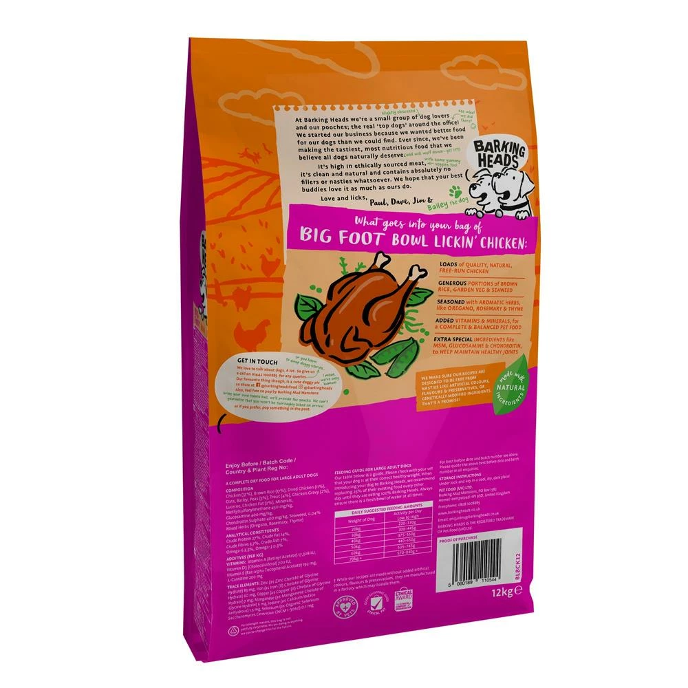 Barking Heads Bowl Lickin' Pollo Per Cani Adulti Di Razza Grande 12 Kg. 4 Barking Heads Bowl Lickin' Pollo Per Cani Adulti Di Razza Grande 12 Kg. - immagine 2
