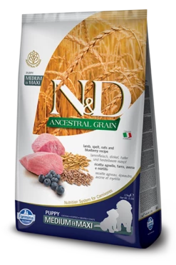 Farmina N&D Ancestral Grain Canine Puppy Medium&Maxi Lamb&Blueberry 12kg