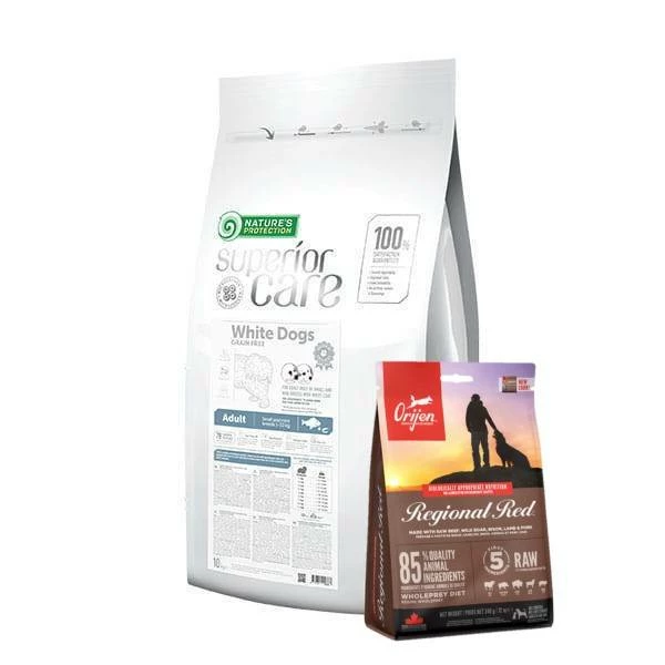 NATURES PROTECTION Superior Care Grain Free White Fish Adult Small Breeds 10kg + ORIJEN Regional Red Dog 340g 3 NATURES PROTECTION Superior Care Grain Free White Fish Adult Small Breeds 10kg + ORIJEN Regional Red Dog 340g