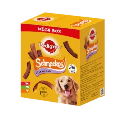 PEDIGREE® Mega Box SchmackosTM - Alimento Complementare Per Cani Adulti (gusto Manzo, Agnello E Pollame) - 790g