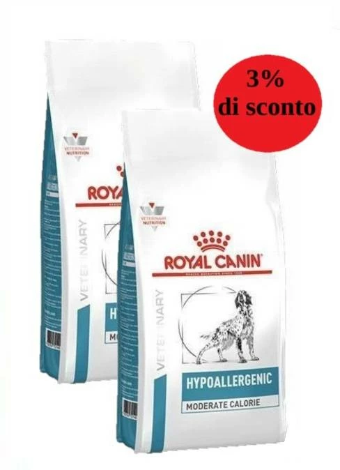 ROYAL CANIN Hypoallergenic Moderate Calorie 7kg - 3% Di Sconto In Un Set 3 ROYAL CANIN Hypoallergenic Moderate Calorie 7kg - 3% Di Sconto In Un Set