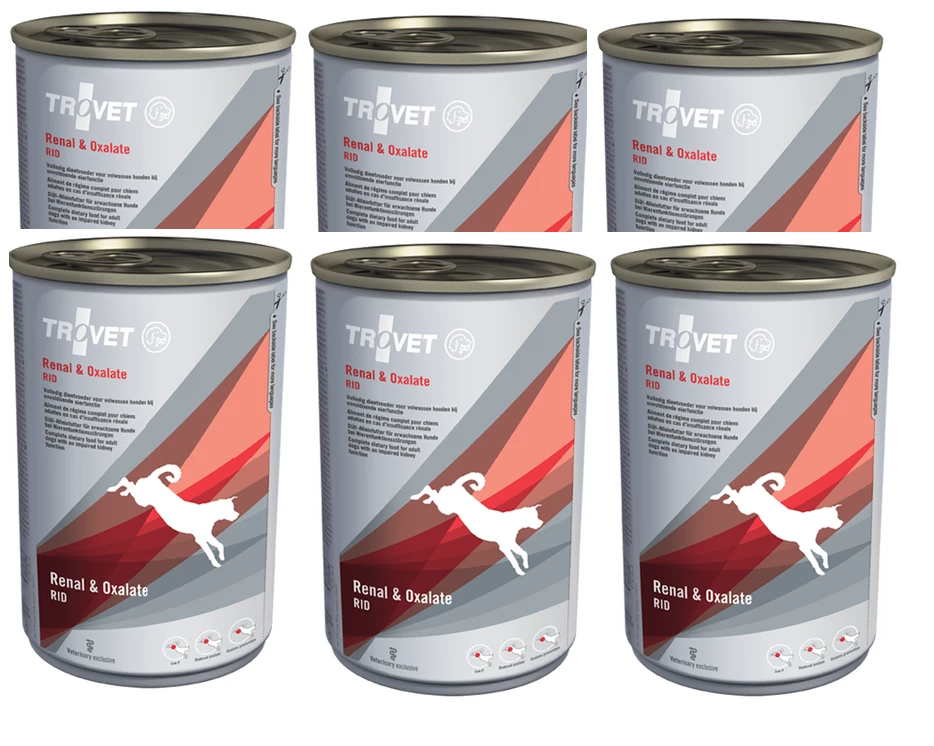 TROVET RID Renal & Oxalate (per Cani) 6x400g - Lattina 3 TROVET RID Renal & Oxalate (per Cani) 6x400g - Lattina