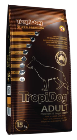 Tropidog Super Premium Agnello E Riso Per Adulti Di Razza Media E Grande 15kg
