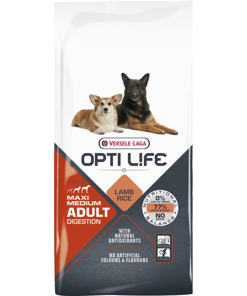 Versele-Laga Opti Life Adulto Digestion Medium&Maxi Agnello E Riso 12,5kg X2 4 Versele-Laga Opti Life Adulto Digestion Medium&Maxi Agnello E Riso 12,5kg X2 - immagine 2