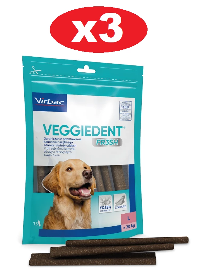 Virbac Veggiedent Fresh Masticatore L (>30 Kg) 3x15 Pz. - Di Sconto In Un Set 3 Virbac Veggiedent Fresh Masticatore L (>30 Kg) 3x15 Pz. - Di Sconto In Un Set